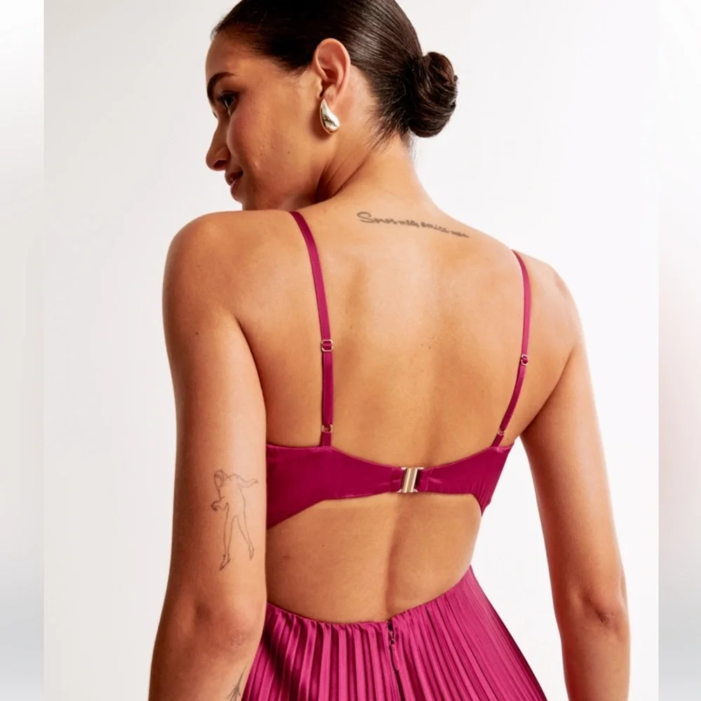 The A&F Giselle Clasp-Back Pleated Midi Dress NWT size XSP - Picture 5 of 9